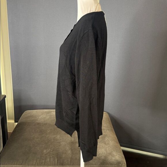 Women’s Black Knit Cardigan Sweater Round Neck Long Sleeve Size M (8-10) NWT - Picture 4 of 11